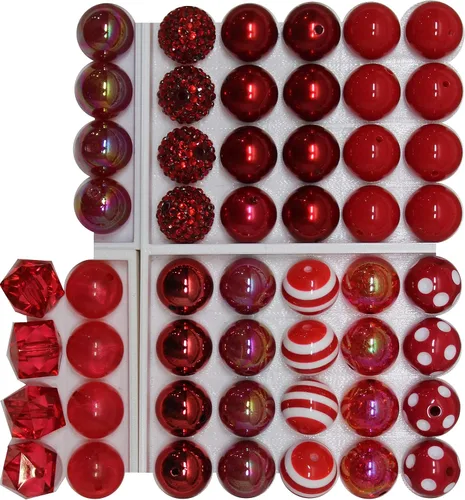 Vista 2 de Mezcla a granel de 52 cuentas de goma de mascar sueltas de acrílico rojo grueso, 11 estilos