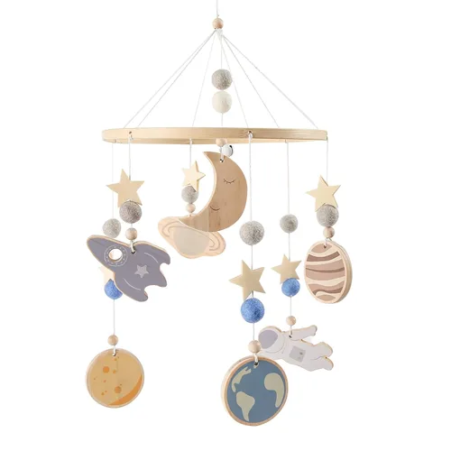 Vista 10 de Móvil de bebé para cuna Cuna de bebé, cuna de bebé, luna de estrella móvil para bebés niños y niñas Decoración bohemia para guardería Juego