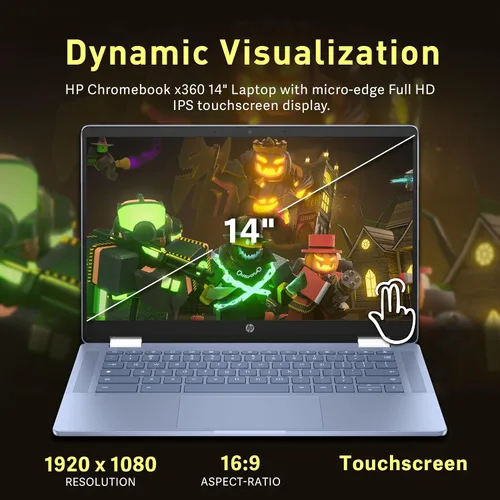 Vista 6 de HP Chromebook x360 - Laptop con pantalla táctil FHD de 14 pulgadas, procesador Intel N100, 4 GB de RAM, 224 GB de almacenamiento
