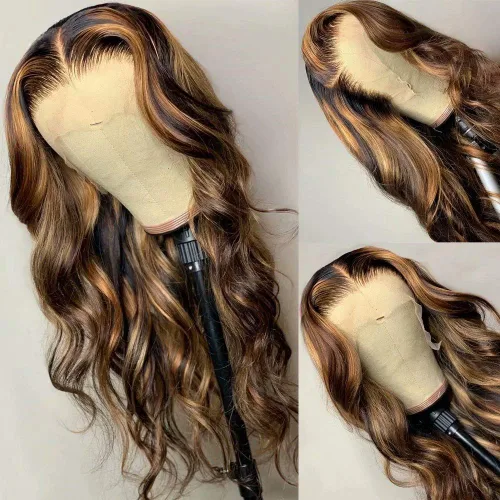 Vista 10 de Peluca de cabello humano con encaje frontal transparente HD de 13 x 6 pulgadas, peluca de cabello humano degradado con abuelitos, pelucas de encaje