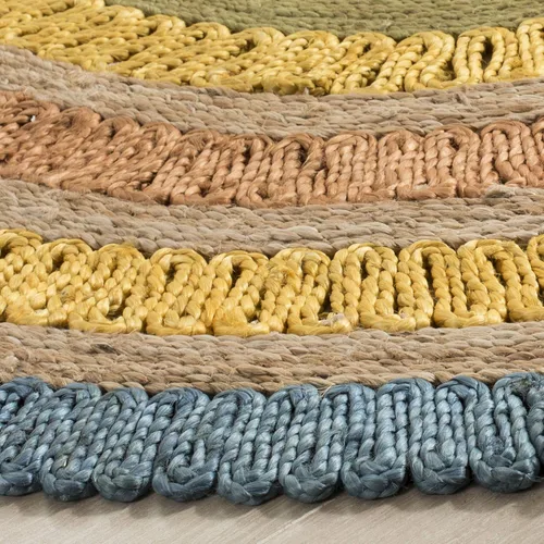 Vista 3 de SAFAVIEH Alfombra redonda de fibra natural NF201C de 3 pies, redonda, azul, multicolor, hecha a mano con encanto bohemio y de yute