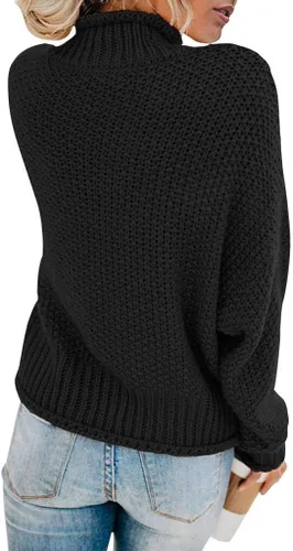 Vista 2 de ZESICA Women's 2023 Turtleneck Batwing Sleeve Loose Oversized Chunky Knitted Pullover Sweater Jumper Tops