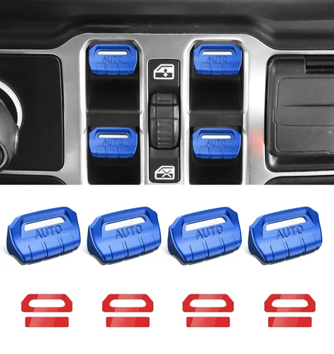 Vista 13 de Cubierta de botón de interruptor de ventana de metal para Jeep Wrangler JK JKU 2018 2017 2016 2015 2014 2013 2012 2011, accesorios para interiores