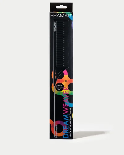 Vista 7 de FRAMAR Dreamweaver Juego de Peines para Mechas - Peine Profesional para Mechas con Punta Separadora, Peines para Papel de Aluminio para Mechas, Negro