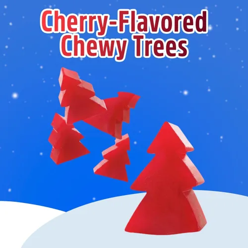 Vista 3 de Caramelos de regaliz de cereza de Navidad, paquete de 9 onzas, golosinas festivas en forma de árbol en un paquete sellado de fábrica, gran relleno