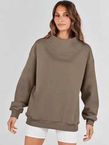 Vista 8 de ANRABESS Sudaderas de gran tamaño para mujer, cuello alto, manga larga, sudaderas con capucha para otoño, ropa 2023