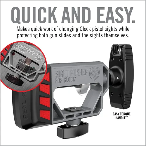 Vista 3 de Real Avid Empujador universal de visión Glock – Herramienta de instalación y ajuste de mira de cola de milano delantera y trasera – Funciona