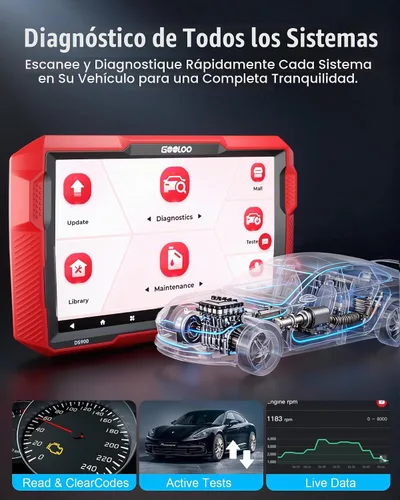 Vista 2 de Escáner de diagnóstico GOOLOO DS900 OBD2, herramienta de escaneo bidireccional de sistema completo, escáner Bluetooth 5.0 con pantalla táctil de 8