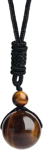 Vista 51 de iSTONE Collar unisex con dije de cuentas redondas auténticas, cadena de cuerda negra de 24 pulgadas para hombres y mujeres