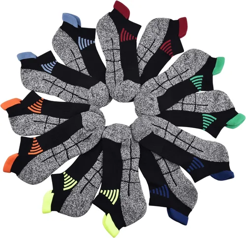 Vista 5 de J.WMEET Mens Low Cut Ankle Athletic Socks Cotton Mesh Cushioned Running Ventilation Sports Tab Socks