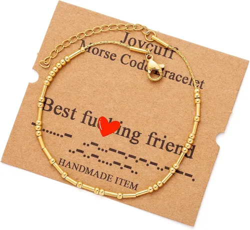 Vista 25 de JoycuFF Pulseras inspiradoras de código morse para mujeres, cuentas de plata, joyería con mantra de motivación, regalos para ella