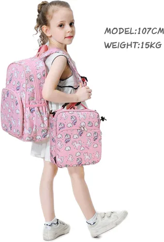 Vista 7 de RAVUO Bolsa de almuerzo para niñas, lonchera aislada para niños, linda bolsa de almuerzo reutilizable de unicornio con correa de hombro desmontable