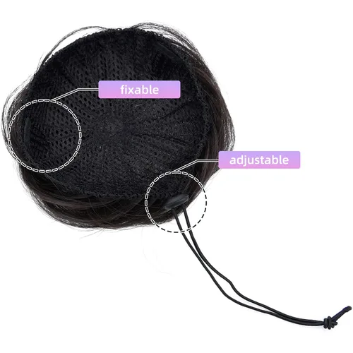 Vista 6 de 2 extensiones de moño de cabello, accesorio de peluca, extensiones de cabello rizado y ondulado, extensiones de cabello recogido, extensión de moño