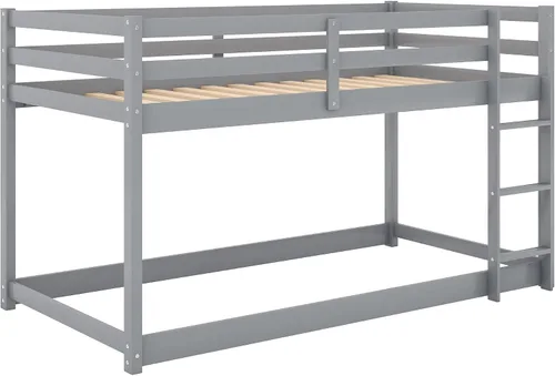 Vista 4 de Merax Litera individual sobre cama individual con escalera y barandillas de seguridad para adolescentes, niños o niñas, no necesita caja
