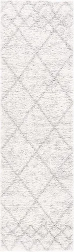 Vista 3 de SAFAVIEH Berber Shag Collection - Alfombra para pasillo, 2 pies 3 pulgadas x 8 pies, color gris y marfil, diseño bohemio rústico, no desprende