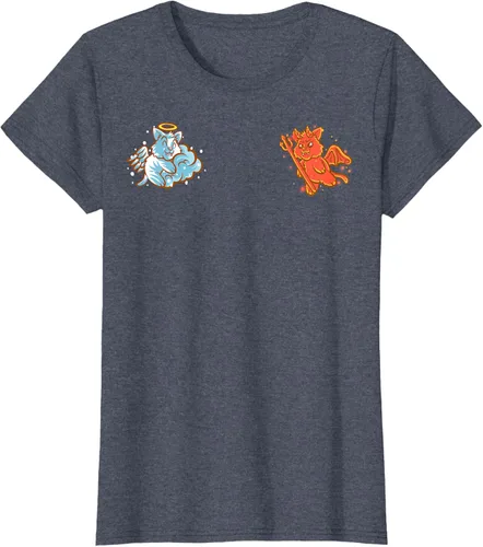Vista 96 de Camiseta de gato ángel y diablo sentado en tu hombro Nerd Kitten, Negro