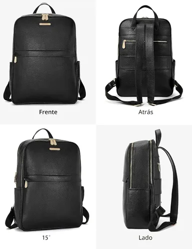 Vista 5 de BOSTANTEN Mochila para portátil de 15.6 pulgadas de cuero genuino para mujer, mochila informal para universidad, bolsa de viaje