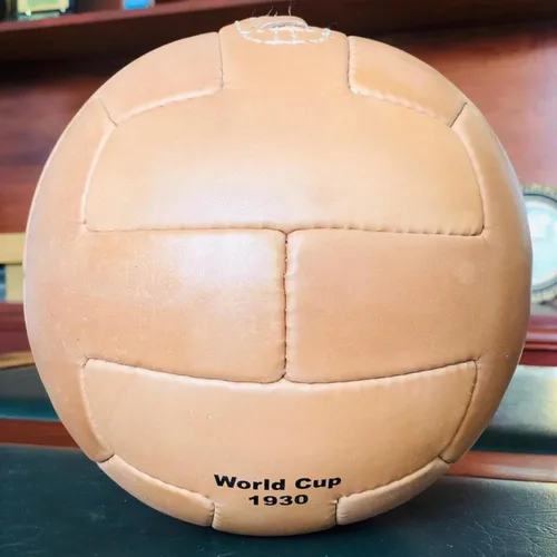 Vista 2 de Copa del Mundo 1930 Modelo 2.ª mitad de final de fútbol de cuero famoso balón de fútbol de cuero tamaño oficial 5 réplica, mejor para jóvenes
