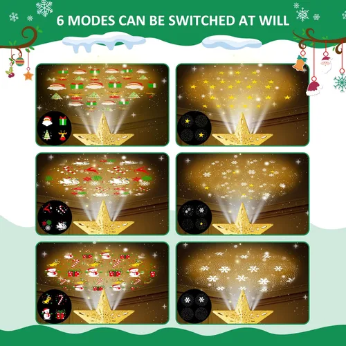 Vista 2 de Adorno para la punta del árbol de Navidad, adorno LED para la punta del árbol con control remoto, 8 modos de iluminación, decoraciones para árbol