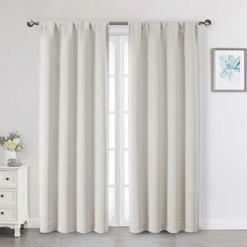 Vista 182 de Cortinas opacas para dormitorio, sala de estar, juego de 2 paneles de 54 pulgadas de largo, cortinas de oscurecimiento de habitación con aislamiento