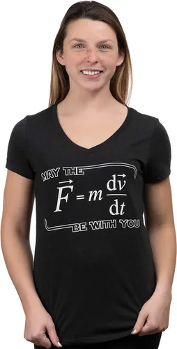 Vista 2 de May The (F=m*dv/dt) Be with You Camiseta divertida de ciencia de la física para mujer