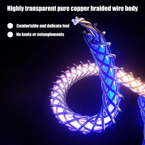 Vista 5 de MOSHOU Cable de carga USB C brillante de 3 pies, luz RGB de iluminación gradual USB C a USB C, PD de 100 W, cable de carga LED rápida para Samsung