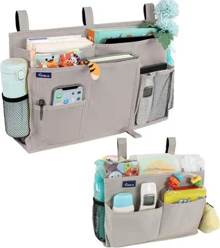 Vista 33 de Surblue Organizador de cama colgante para mesita de noche, bolsa de almacenamiento con bolsillo para literas y camas de hospital, habitaciones