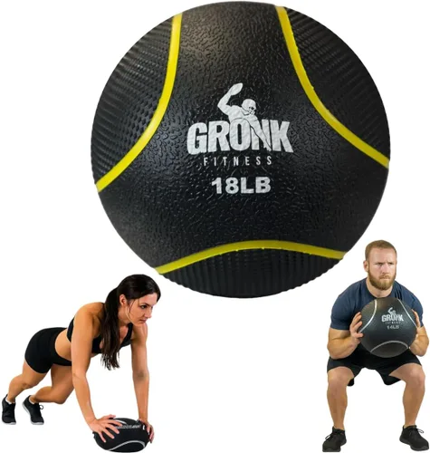 Vista 14 de Gronk Fitness Pelota medicinal de alta calidad, pelota medicinal con peso antideslizante, gran bola de pared para entrenamientos de cuerpo completo