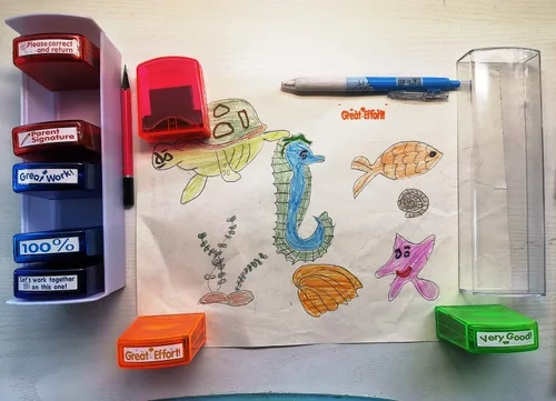 Vista 5 de Juego de 8 sellos autoentintados para profesores, juego de sellos