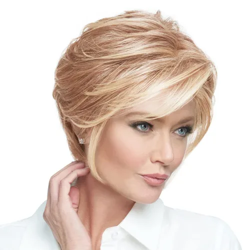 Vista 19 de Raquel Welch Go To Style - Peluca de pelo corto versátil y favorecedora de Hairuwear, gorra media, castaño iluminado por el sol RL10/12