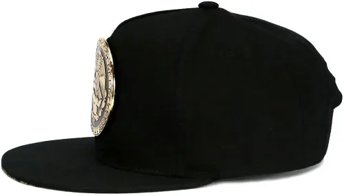 Vista 4 de Gorra de béisbol de México mexicano con logotipo federal dorado metálico Snapback Flat Bill