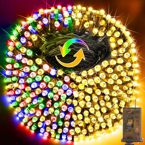 Vista 20 de KNONEW Guirnalda de luces de Navidad para interiores, 60 pies, 180 luces LED impermeables para exteriores, 8 modos de iluminación, función