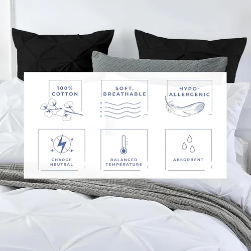 Vista 4 de Kotton Culture Juego de 2 fundas de almohada plisadas de 24 x 24 pulgadas, fundas de almohada decorativas, 100% algodón egipcio de 600 hilos, aptas
