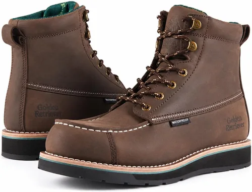 Vista 6 de Golden Retriever Men's Waterproof Composite Toe Work Boots, Slip Resistant Punta compuesta ancha G6355