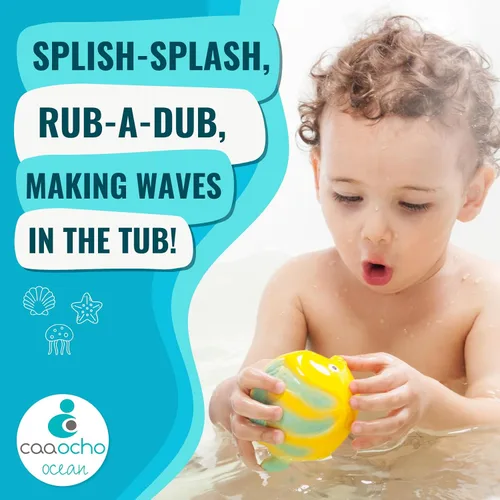 Vista 6 de CaaOcho Juguete de baño de goma natural pura - La The Butterfly Fish Baby Toy - Juguetes de baño sin agujeros, juguetes de baño sin BPA para bebés