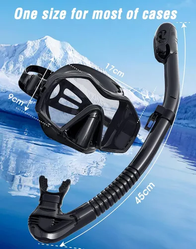 Vista 6 de Skarif Equipo de esnórquel para adultos, máscara de esnórquel para adultos, juego de esnórquel con vista panorámica de 180°, máscara de buceo