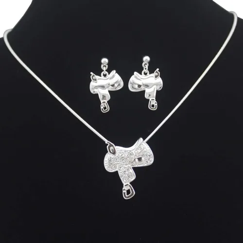 Vista 3 de RechicGu Conjunto de collar y aretes de cadena de serpiente de vaquero con sombrero de vaquero del oeste de Texas