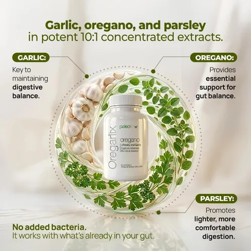 Vista 6 de Paleolife - Oregarlix - Suplemento premium para la salud intestinal. Equilibrio microbiano con prebióticos de primera calidad - Ayuda a mantener