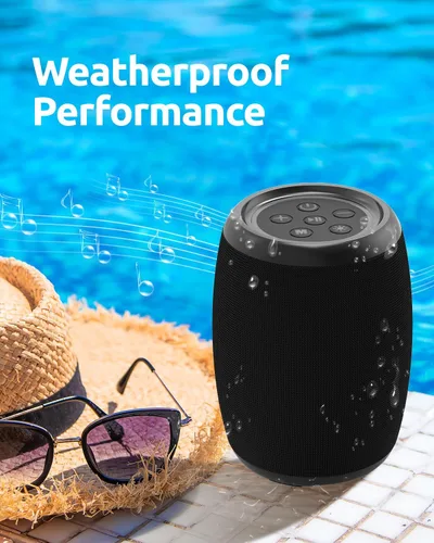 Vista 6 de Altavoz Bluetooth, altavoz inalámbrico portátil con potente sonido estéreo fuerte, BT5.3, IPX5 impermeable, emparejamiento TWS, para fiestas en casa