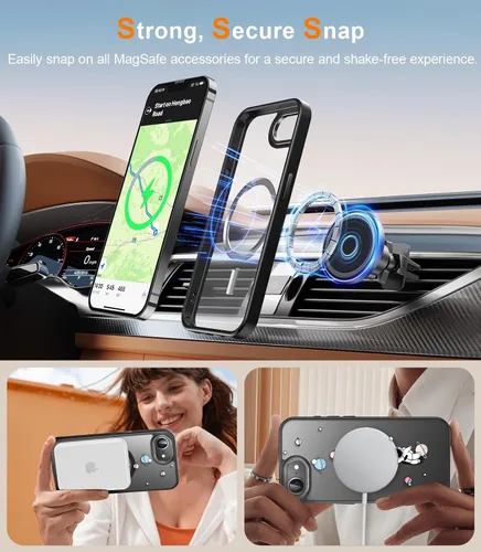 Vista 3 de Goodon para iPhone 16e Funda con protector de pantalla de privacidad, compatible con Magsafe, cubierta mate translúcida a prueba de golpes - Linda