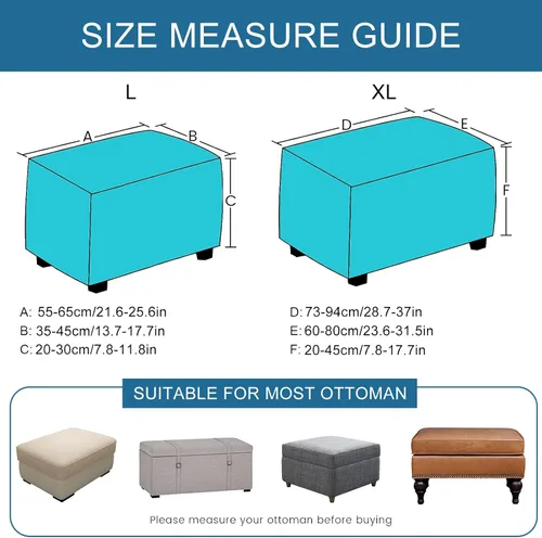 Vista 3 de KRFOONN Fundas otomanas elásticas y rectangulares para reposapiés, fundas impresas para taburetes de pies, protector de muebles con parte inferior