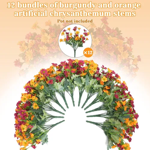 Vista 5 de 12 paquetes de flores de otoño artificiales, resistentes a los rayos UV 12