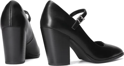 Vista 5 de DREAM PAIRS Zapatos de tacón alto y grueso para mujer, con puntera cerrada, zapatos Mary Jane, puntera puntiaguda, cómodos, zapatos de trabajo