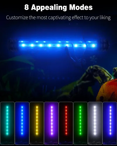 Vista 2 de Pawfly Luz LED para Acuario de 1.8 W, Luz Submersible de 7.5 Pulgadas Bajo el Agua para Tanque de Peces con Temporizador de Encendido/Apagado