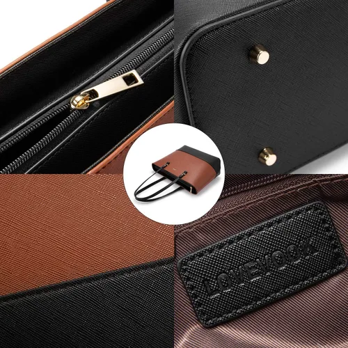 Vista 6 de LOVEVOOK Bolsos de mano para mujeres, bolsos de hombro, bolso tote, bolso satchel, bolso hobo, conjunto de bolso de 3 piezas