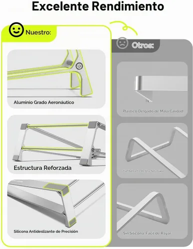 Vista 3 de MAGIC JOHN Soporte para computadora portátil para escritorio, elevador portátil de almacenamiento, soporte de aluminio Ergnomic para computadora