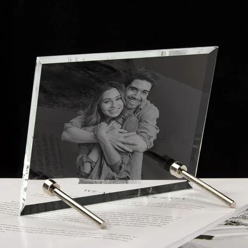 Vista 4 de Marco de fotos de cristal personalizado, marco de fotos de cristal grabado personalizado, regalo de fotos de recuerdo personalizado para el día