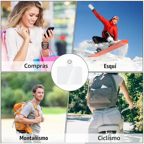 Vista 6 de Marspark 8 piezas de cordón de teléfono parche universal para teléfono correa de plástico para teléfono con anillo de metal compatible con teléfono
