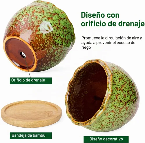 Vista 2 de ARTKETTY Macetas para suculentas, paquete de 4 macetas pequeñas con bandeja 4'' Colorful 2