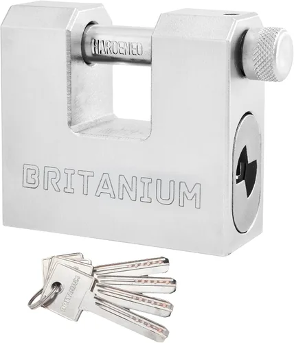 Vista 7 de Britanium® BRX66 Candado de contenedor de alta resistencia con 5 llaves – Eslabones resistentes a cortes de 10 mm, cilindro de latón antitaladro